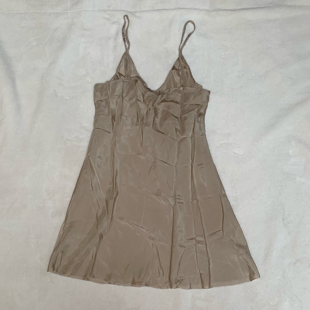 Light Champagne Gold Silky Chiffon Mini Slip Dress One Size